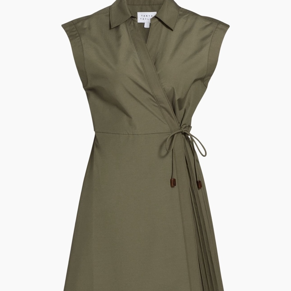 Tanya Taylor Olive Wrap Midi Dress
